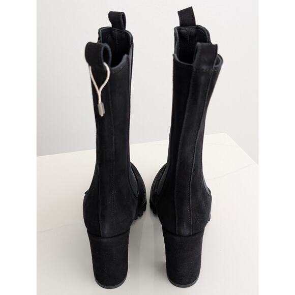 NIB Anna F. Black Suede Heeled Boots IT 41 US 11 Made in Italy Designer Shoes - Picture 5 of 11